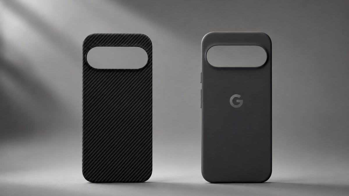 A side-by-side image of ThinBorne and Google Pixelsnap case for Pixel 11, Pixel 11 Pro, and Pixel 11 Pro XL