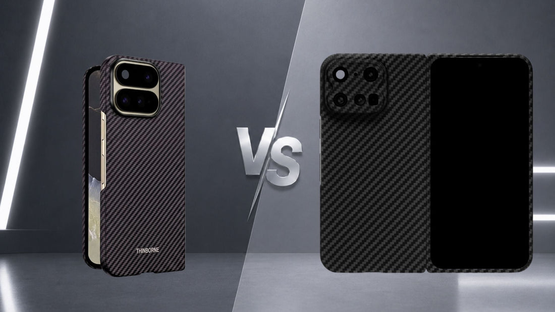 ThinBorne and Latercase Pixel 11 Pro Fold thin case side by side in a minimalist background
