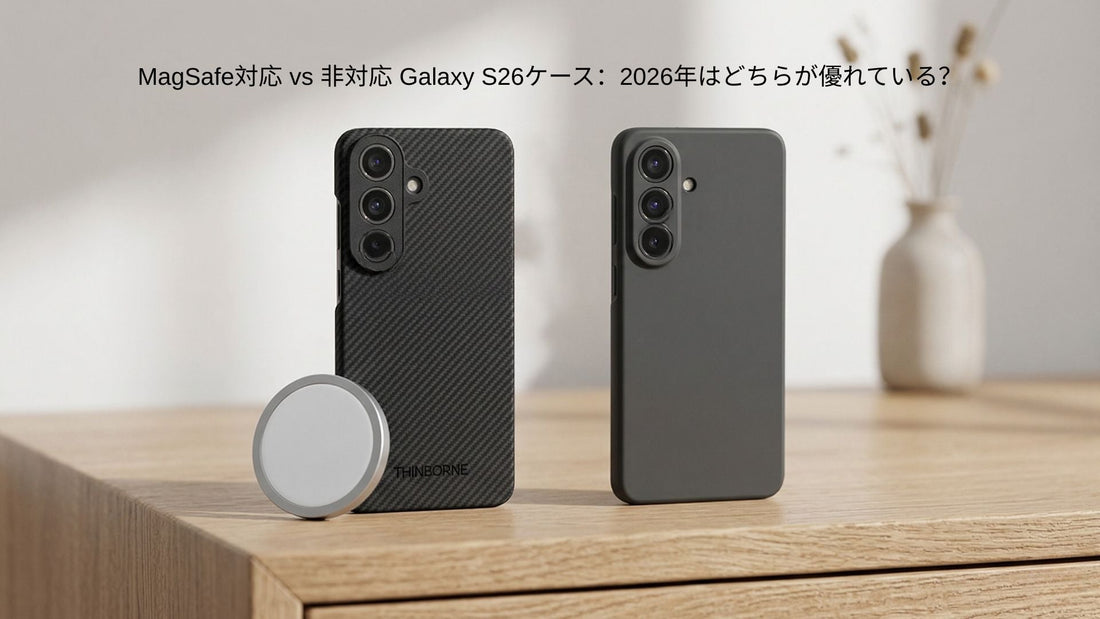 ThinBorne MagSafe対応 Galaxy S26ケースと非対応ケースの比較