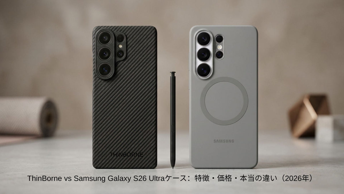 ThinBorneとSamsungシリコンMagSafe対応Galaxy S26 Ultraケースの比較画像