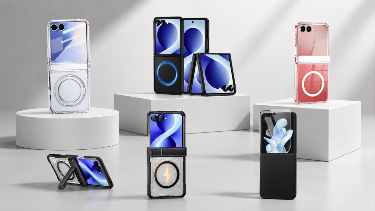 Galaxy Z Flip 8 case options in a minimalist background