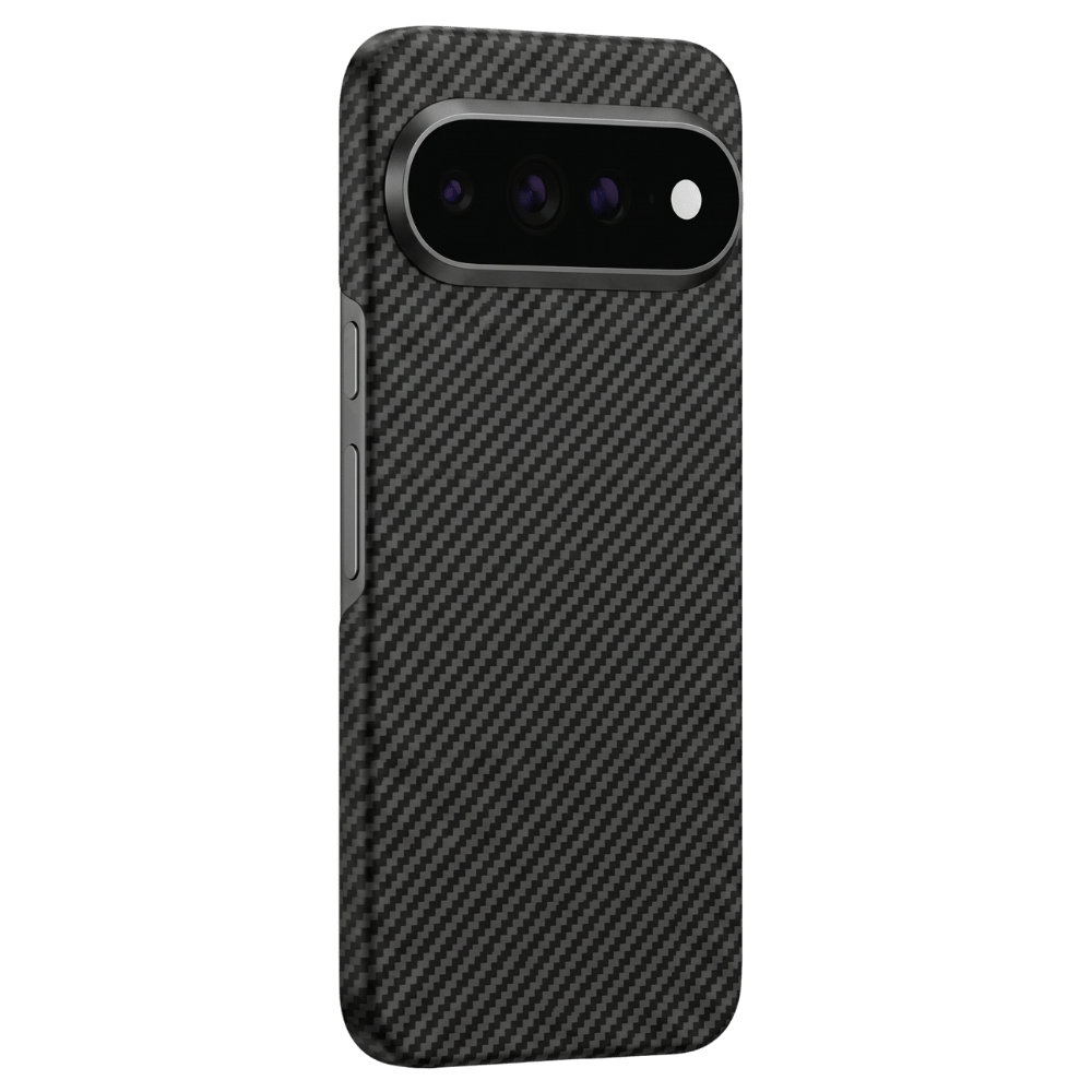 Google Pixel 11 Pro XL ケース - 黒のカーボンファイバーデザインとカメラ保護リング