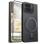 Pixel 10 Pro Fold用ケースの前面と背面を示した画像。MagSafe対応の大きな円形マグネットリングが特徴的です。
