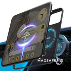 超薄型Pixel 10 Pro Foldケースを装着したスマホが、車載ホルダーでMagSafe充電されている様子。「MAGSAFE対応」を示すテキストと稲妻のマークが確認できます。
