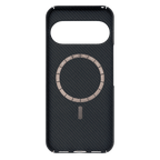 マグネット内蔵 Google Pixel 11 用ブラックアラミド繊維風ケースの内側面