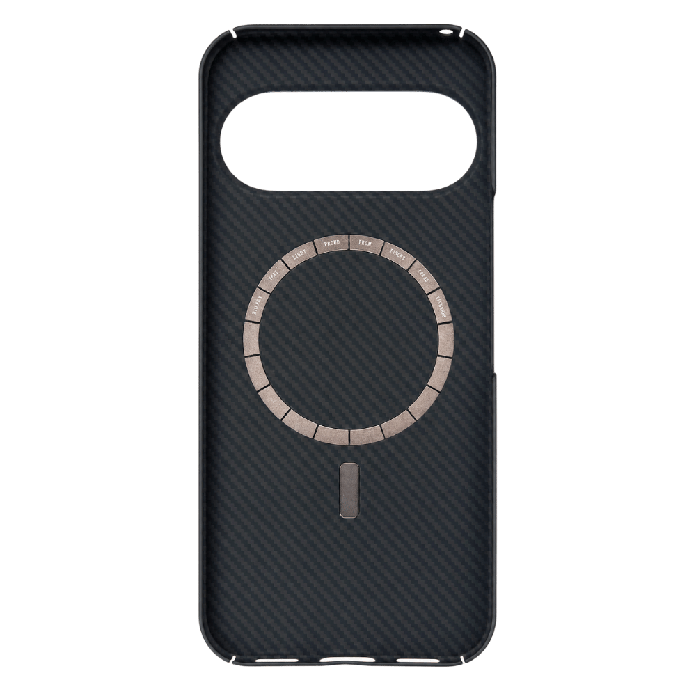 マグネット内蔵 Google Pixel 11 用ブラックアラミド繊維風ケースの内側面