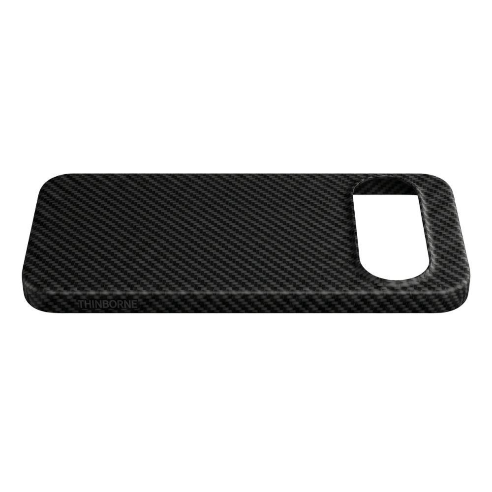 THINBORNE ロゴが刻印された Google Pixel 11 用ブラック超軽量ケースの側面アングル