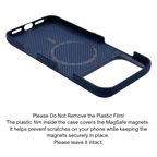 ネイビーのiPhone 18 Pro ケースの内側｜MagSafe対応マグネットリングと保護フィルム