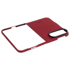 レッドのiPhone Duo ケースの外側フレームとカメラリングのデザイン