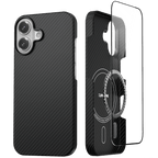 iPhone 17 ケースの内部構造。強力なマグネットリングとアラミド繊維のレイヤー構造を可視化した画像。