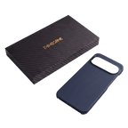 THINBORNE ロゴ入りギフトボックスと Google Pixel 11 用ネイビーブルーアラミド繊維製スリムケース