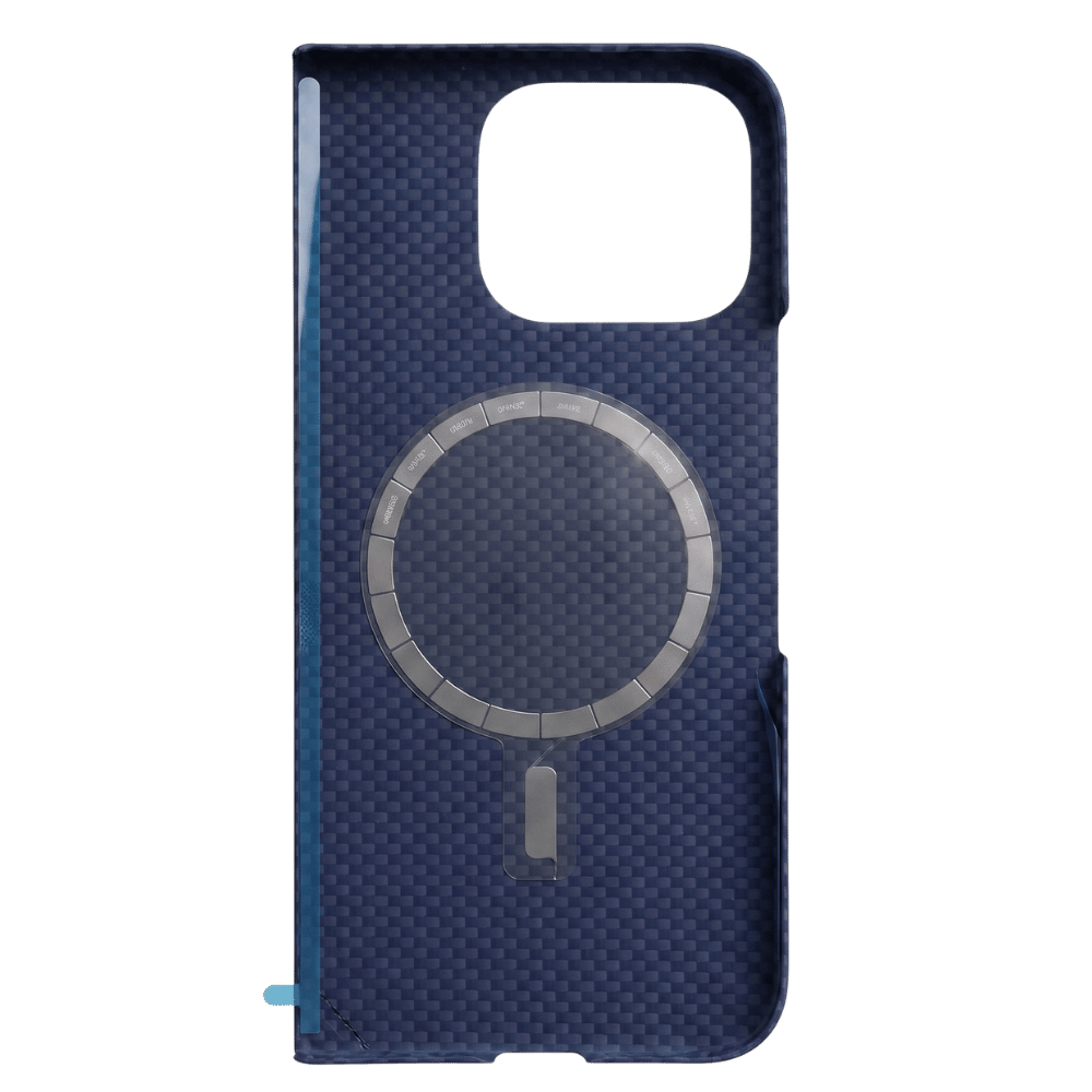 MagSafe対応マグネットリングと粘着テープが付いた Google Pixel 11 Pro Fold 用ネイビーブルーケース背面の置型内側面