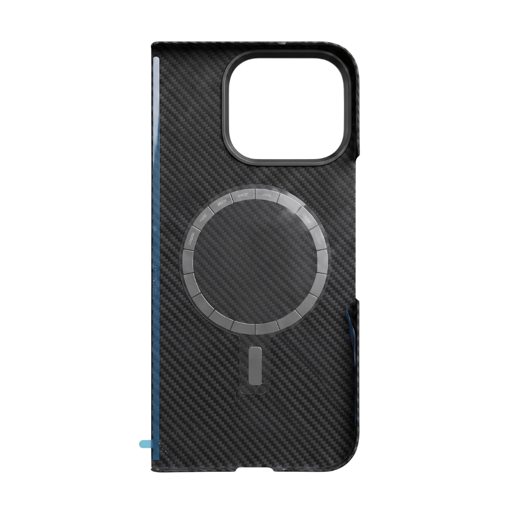 マグネットリングと固定用テープを備えた Google Pixel 11 Pro Fold 用ブラックケース背面の置型内側面