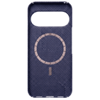 マグネットリングが見える Google Pixel 11 用ネイビーブルーアラミド繊維風ケースの内側面