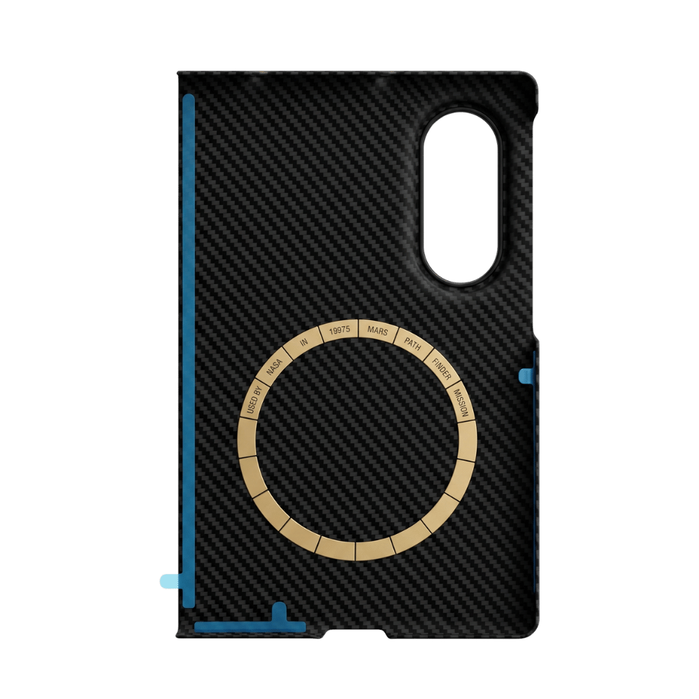 マグネットリングと固定用テープを備えた Galaxy Z Fold 8 用ブラックケースの内側面